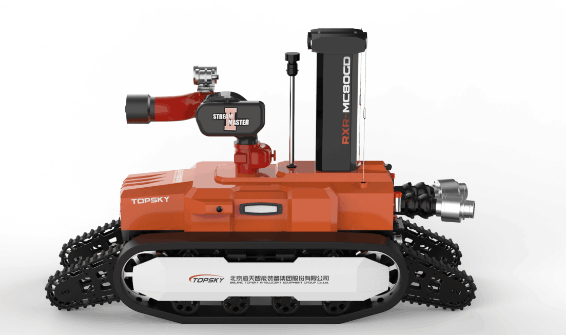 全地形防爆消防滅火偵察機(jī)器人【履帶擺臂】  (第2代，升降云臺(tái)及氣體二合一探測(cè)裝置+語(yǔ)音控制）  RXR-MC80BGD